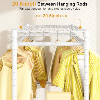 ULIFHOME P4 Rolling Clothes Rack, Clothing Racks for Hanging Clothes, White - color: White, size: P4
