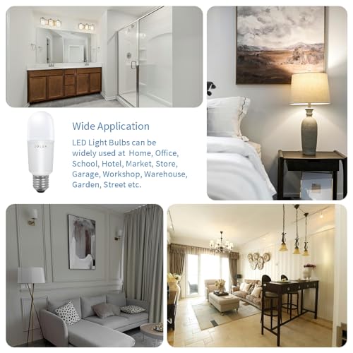 Jolux LED Stick Bulb, 100W Equivalent E26 Bulb,Enclosed Fixtures, 6 Count - color: True White（6500k)
