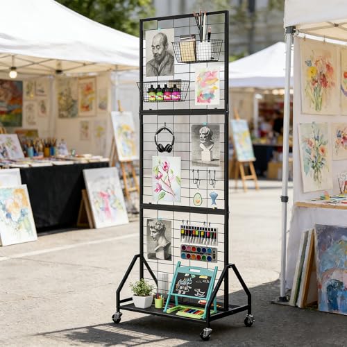 ELYKEN Foldable Grid Wall Panels, 5.7 x 2 FT Movable Gridwall Display Rack - color: Black, size: 2'w-1 pack