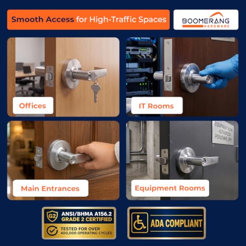 Boomerang Heavy-Duty Entry with Clutch Function Commercial Lever Door Lock - color: Satin Chrome (US26D), style: Entrance w/ Clutch