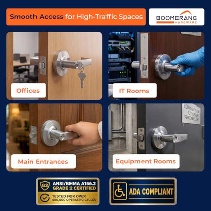 Boomerang Heavy-Duty Entry with Clutch Function Commercial Lever Door Lock - color: Satin Chrome (US26D), style: Entrance w/ Clutch
