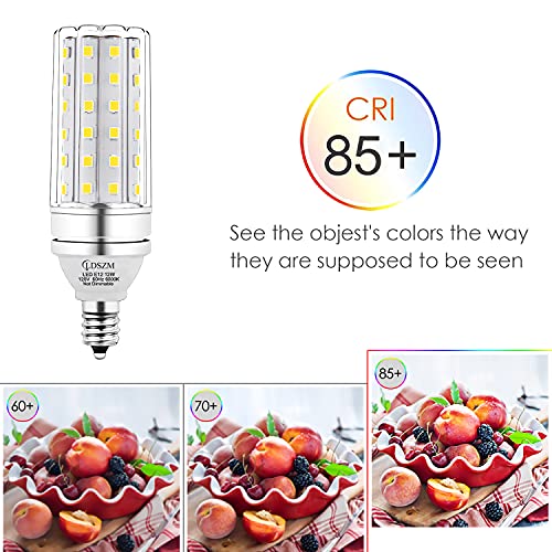 E12 LED Corn Light Bulbs, 12W Equivalent 100W, 1200 Lumen 6000K Cool Daylight White, Non-Dimmable Candelabra Base Chandelier Lights, Pack of 3 - color: E12-12w-6000k-3pcs