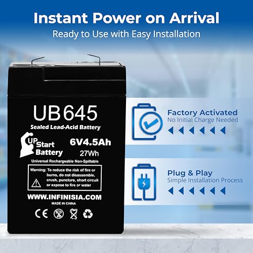 6V UB645 6 Volt 4.5AH Exit Sign Battery Replacement