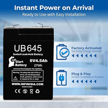 6V UB645 6 Volt 4.5AH Exit Sign Battery Replacement