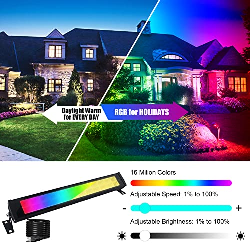 2 Pack 50W RGB Wall Washer Light, Indmird Stage Wash Light Bar, RGB Light Bar, Warm 3000K & 16 Million Colors&Timing& Music Sync, for Commercial Lighting, Birthday Party, Garden Lighting, Wall Display - size: 50W RGB+Warm*2