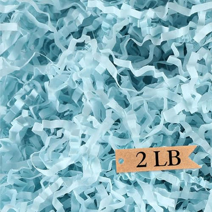 Art Secret Crinkle Cut Paper Shred Filler for Packing and Filling Gift Baskets - 2 LB (Blue) - color: Blue