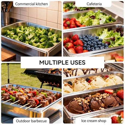 GOLDEN KEY 6 Pack 1/3 Hotel Pans，2.5" Deep 1/3 Size Stainless Steel Steam Table Pan Anti-Jam Food Pan Chafing Pan for Hotel, Party, Buffet, Chafing Dishes, Catering Supplies - color: 1/3, size: 2-1/2" Deep