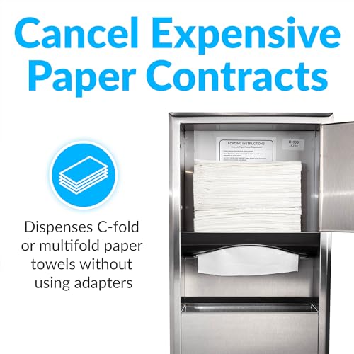 BOBRICK 369 ClassicSeries Stainless Steel Recessed Paper Towel Dispenser with 2-Gallon Waste Receptacle, 28" Height, 14" Width, Satin Finish