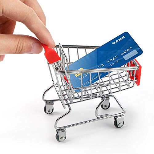 Shindel Mini Shopping Cart, Red Handle & Sign