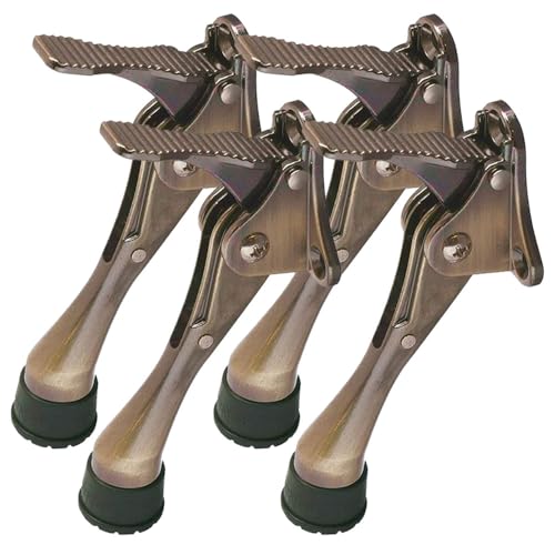 HA SHI 4 Stoppers Kickdown Door Stop for Bottom of Door, 4 in, Bronze - color: Antique Bronze, size: 4 INCH X 4 PACK