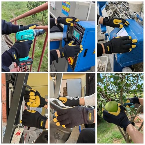 Work Gloves, Multi-Purpose Safety Glove, Black+Yellow, Medium - color: Black+yellow-2, size: Medium