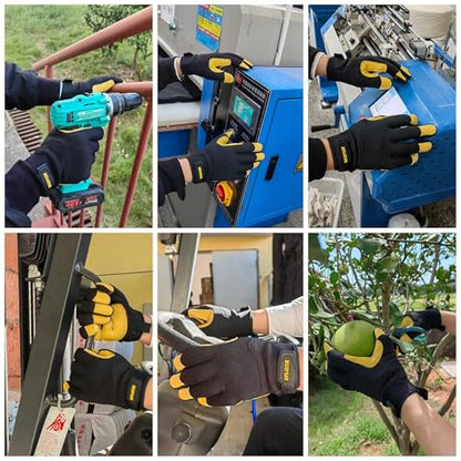 Work Gloves, Multi-Purpose Safety Glove, Black+Yellow, Medium - color: Black+yellow-2, size: Medium