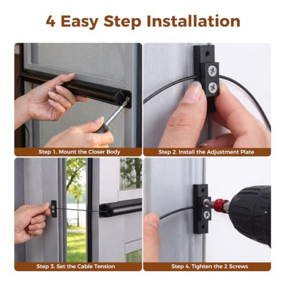 RV Screen Door Closer, Adjustable Tension, 17-Inch Aluminum