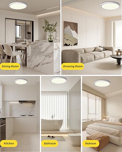 6pack 9 Inch Flush Mount Ceiling Light, 18w Led Ceiling Light, 3000k/4000k/6000k Selectable 1860lm Ceiling Light, Super Slim Led Light Fixture For Bedroom Kitchen Living Dining Room Office - color: White, size: 9Inch-6Pack