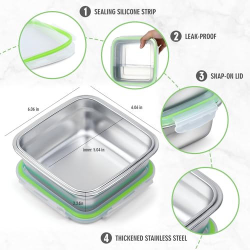 2 Pack Sandwich Containers, 24oz Stainless Steel Sandwich Box with Airtight Lids, BPA-Free, Dishwasher Safe, Durable & Reusable Metal Meal Prep Lunch Boxes for Fruits, Snacks, Bento (Black) - color: Black – 2-Pack