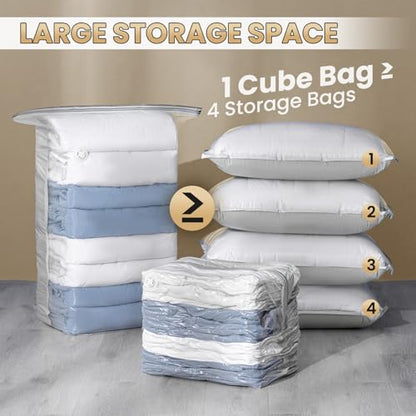 TAILI 6 Pack Cube Vacuum Storage Bags, Combo(3 Jumbo+3 Medium), Cream - color: Cream, size: 6 Combo