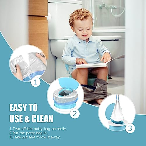 Portable Travel Potty Chair Liners Bags with Drawstring 90 PCS (18×20 INCH) - color: White
