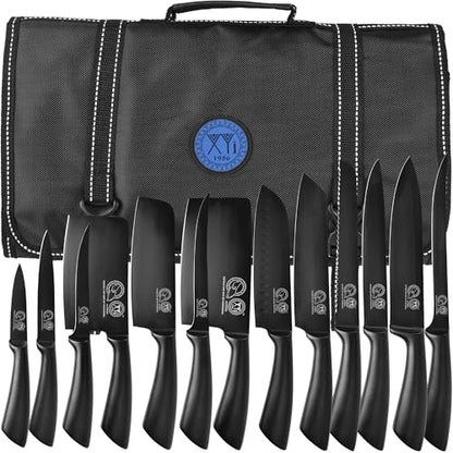 XYJ Knives,Professional Knife Sets for Master Chefs - color: Full Black, size: 15 in 1