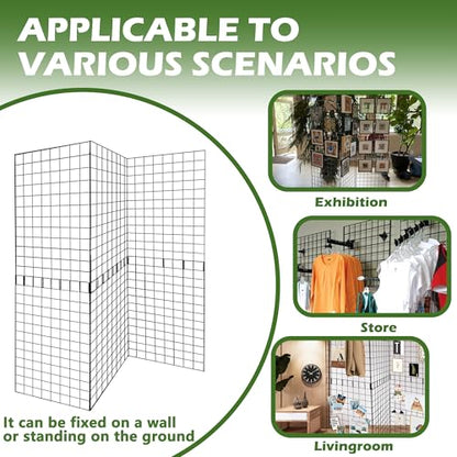 Grid Wall Panels 3 Pcs, Commercial Grade Gridwall Panels, Metal Grid Wall Panel Display Stand, You Can DIY 6 Pack 2'x3' or 3 Pack 2'x6' (Black) - color: Black