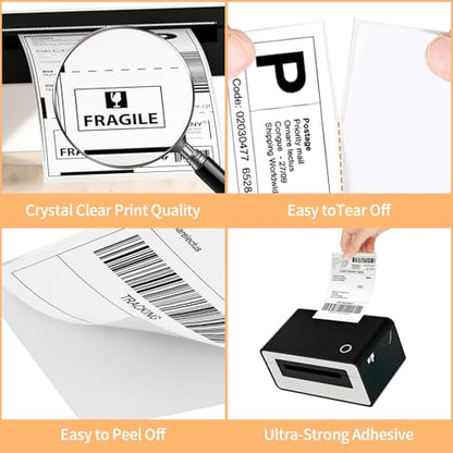 6 Rolls 4" x 6" Direct Thermal Printer Label, 250 Labels/Roll - size: 6 Rolls/1500 Labels