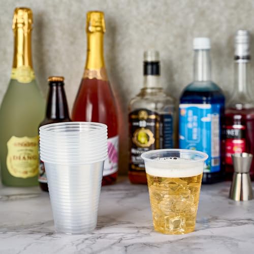 Turbo Bee 12oz Plastic Cups 300 Pack，Disposable Clear Drinking Cups for Home, School, Office & Events，Transparent Tumblers for Drinks, Samples & Commercial Use - size: 12oz