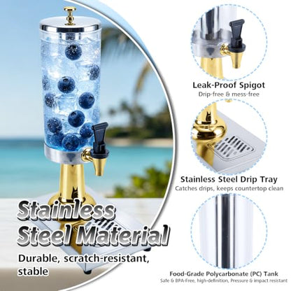 100oz/3.2 qt Drink Dispenser with Leak-Proof Spigot & Ice Core - color: Gold