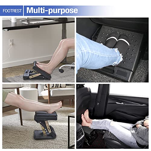 Under Desk Footrest, 4-Level Height Adjustable 12Modes Foldable Footrest - color: Gray