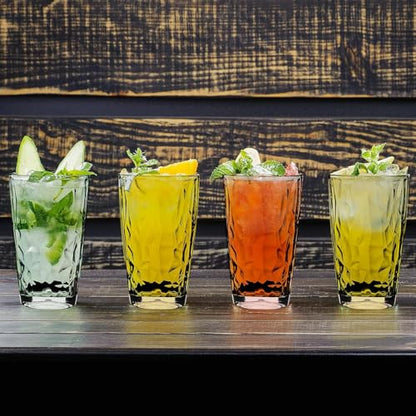 Topsky 16oz Plastic Tumblers Drinking Glasses Set of 4, Clear Acrylic Drinking Cups Wine Glasses Beverage Cups for Daily Use, Poolside, Outdoor&Indoor - Stackable, Dishwasher Safe, Easy to Clean - color: Clear 16oz