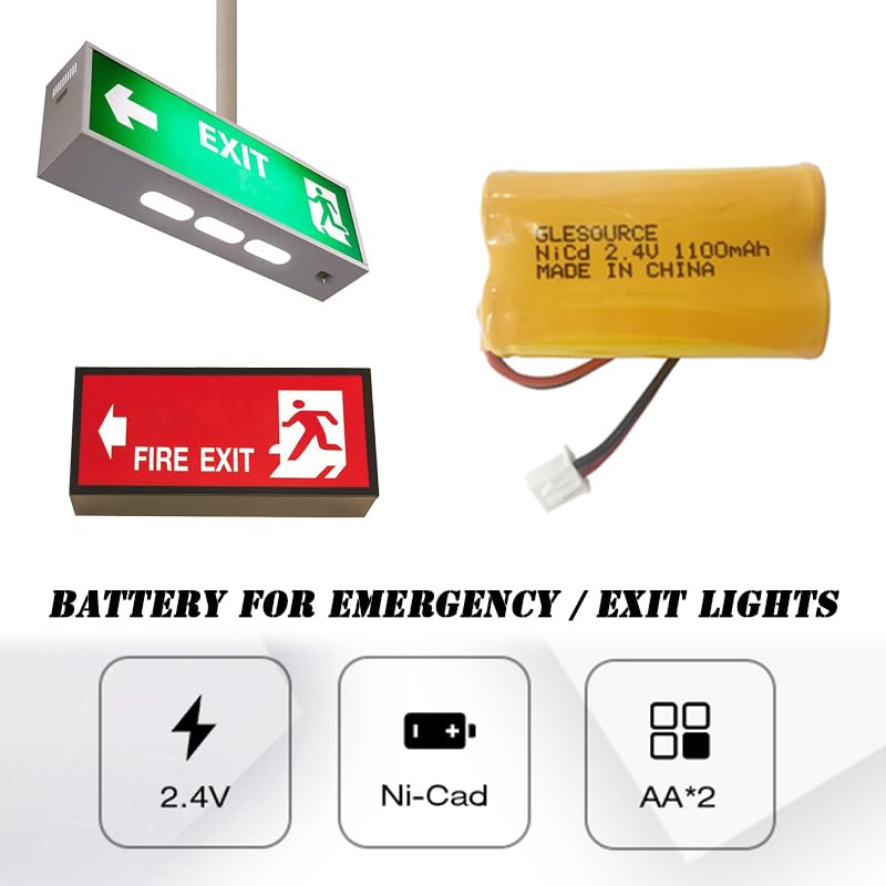 (10 Pack)2.4V 1100mAh Battery Replacement for Exit Sign Emergency Light Exitronix 10010036 Lithonia 10010034 Interstate NIC1394 BEL-179 - color: 10 PCS 1100mAh