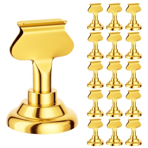ERYTLLY 16 PK Place Card Holders 1.7 inches Table Card Holder Steel Card Holders for Weddings,Birthdays,Photos, Memo Notes, Restaurants (Gold) - color: Gold