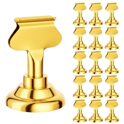 ERYTLLY 16 PK Place Card Holders 1.7 inches Table Card Holder Steel Card Holders for Weddings,Birthdays,Photos, Memo Notes, Restaurants (Gold) - color: Gold