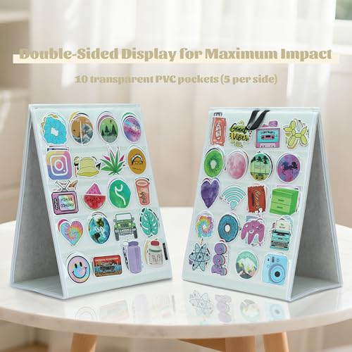 PACMAXI Double-Sided Portable Sticker Display Stand Organizer - color: White