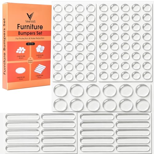 Cabinet Door Bumpers 104 Pcs, Clear Self Adhesive Silicone Pads - size: 104 Pcs