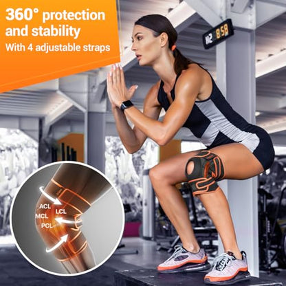 DR. BRACE ELITE Knee Brace with Side Stabilizers & Patella Gel Pads - color: Mars, size: Large