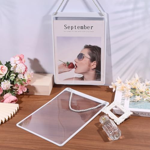 4 Pcs Business Retail Hanging Sign Holder 12.8x8.7 Inch Retail Display Sign Holder Advertising Sign Holders Clear Poster Frame for Store Supermarket Restaurant Office Exhibition Mall, White