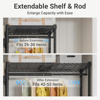 VIPEK X3 Expandable Heavy Duty Clothes Rack Closet Organizer System Black - color: Black, size: X3