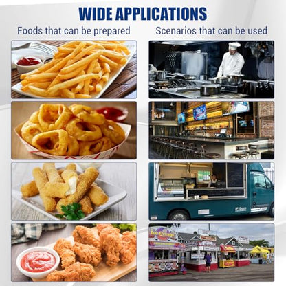 Commercial Deep Fryer with Basket, 12L Electricity Countertop Fryer Stainless Steel, 1800W Professional Food Fryer with Thermostat for Restaurant & Home, Large Capacity 12.7QT Oil Fryer, 120V - size: 8L double cylinder double screen