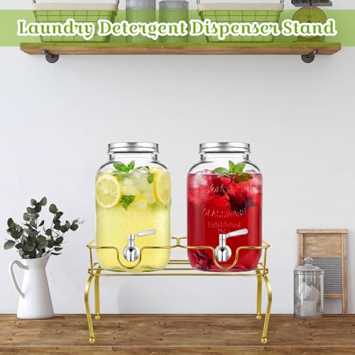 Blulu 2 Compartment Metal Drink Dispenser Stand, Gold 2 Gallons Stand Only - color: Gold, size: 2 Compartments, 2 Gallons