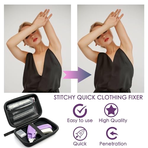 Stitch Gun for Clothes, Handheld Stitching Gun Kit with Carry Case, 5 Needles, 1000 Black & 1000 White 5mm Fasteners, Quick Clothing Fixer Sewing Kit