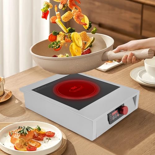 3500W Commercial Induction Cooktop, Stainless Steel Countertop Burner