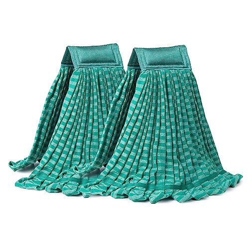 2 Pack Large Microfiber Tube Mop Heads,6 inch,Heavy Duty Mop Head,Highly Absorbent,Commercial Mop Head Replacement,Wet Mop Heads Replacement,for Hardwood, Tile, Laminate Floors,Green - color: Green