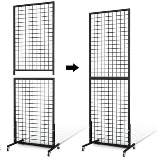 NectaCol Grid Wall Panels, 2 Packs 2'x 6' Gridwall Panels Tower with T-Base, Black Wire Grid Wall Display Rack, Craft Show Display Rack, Art Gridwall Display Stand - size: 2 Packs 2'x 6'