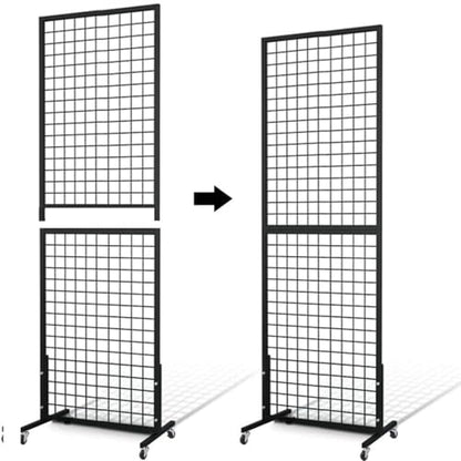 NectaCol Grid Wall Panels, 2 Packs 2'x 6' Gridwall Panels Tower with T-Base, Black Wire Grid Wall Display Rack, Craft Show Display Rack, Art Gridwall Display Stand - size: 2 Packs 2'x 6'