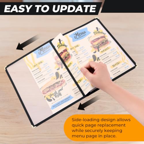 NATGAI 15 Pack 4 Page 8 View Menu Covers 8.5 x 11 Clear Menu Holder - size: 4 Page 8 View