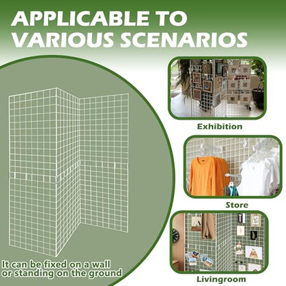 Grid Wall Panels 3 Pcs, Commercial Grade Gridwall Panels, Metal Grid Wall Panel Display Stand, You Can DIY 6 Pack 2'x3' or 3 Pack 2'x6', White - color: White