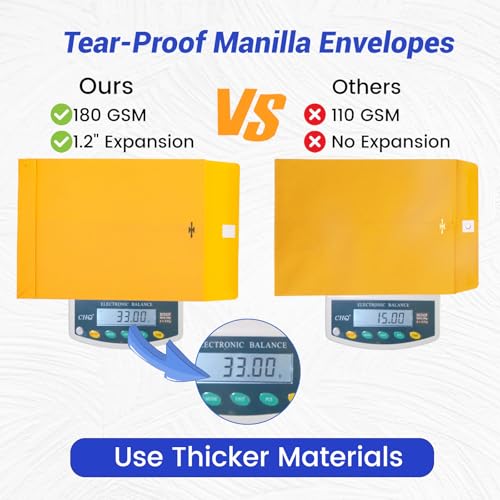 Goefun 9x12 Manilla Envelopes with Clasp, 180 GSM Heavyweight (Pack of 2) - color: Yellow-25 pack, size: 9x12 (Pack of 2)