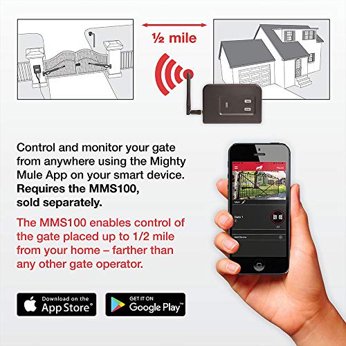 Mighty Mule Gate Opener, Solar and Smart Ready, Heavy Duty Automatic Gate Opener, Gates up to 18ft or 850lb, Single Gate Opener - Estate, MM571W-EST - size: Single Gate Opener - Estate