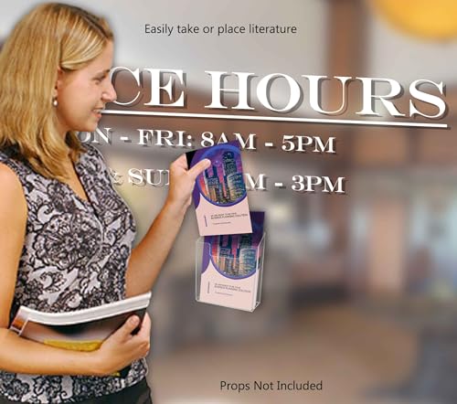 Marketing Holders Suction Cup Half Sheet Display Rack Holds 6 Inch Wide Graphic Flyers Glass Wall or Window Mount Single Leaflet Trade Show and Expos Accessories Single Pocket Clear Plastic