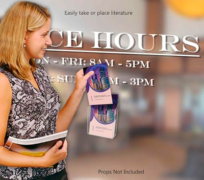 Marketing Holders Suction Cup Half Sheet Display Rack Holds 6 Inch Wide Graphic Flyers Glass Wall or Window Mount Single Leaflet Trade Show and Expos Accessories Single Pocket Clear Plastic