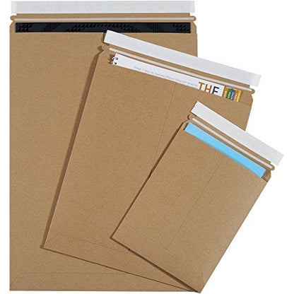 BOX USA Rigid Mailers 18" x 24" (50-Pack) - Kraft Mailer Envelopes for Oversized Posters, Artwork, Presentation Prints - Stay Flat